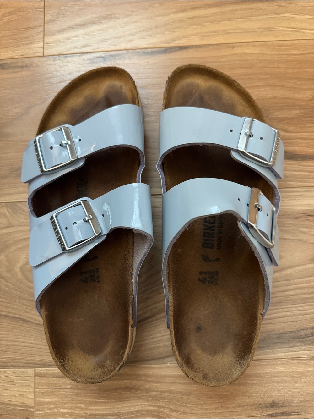 Birkenstock Two-Strap Patent Light Blue Women’s Sandals - Picture 3 of 9